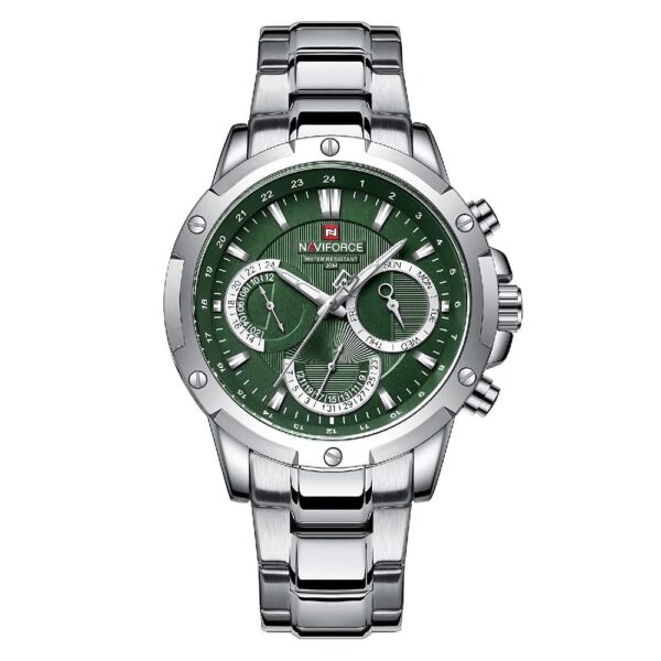 NAVIFORCE NF 9196 Men's Casual Stainless Steel Wrist Watch - Silver Green