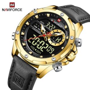 NAVIFORCE NF 9208 Men's Business Luxury Analog Digital Watch - Gold Black
