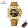 NAVIFORCE NF 9208 Men's Business Luxury Analog Digital Watch - Gold Brown