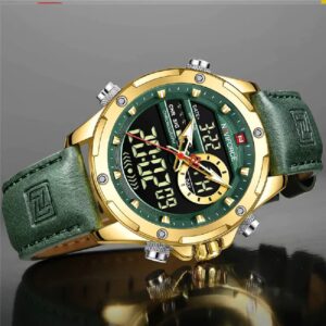 NAVIFORCE NF 9208 Men's Business Luxury Analog Digital Watch - Gold Green