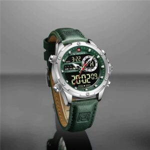 NAVIFORCE NF 9208 Men's Business Luxury Analog Digital Watch - Silver Green