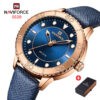 NAVIFORCE NF 5020 Women's Classic Leather Strap watch - Rosegold Blue