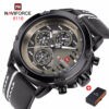 NAVIFORCE NF 9110 Men's Watch Genuine Leather Multi Functional -  Black White