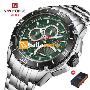 NAVIFORCE NF 9183 Men's Watch Stainless Steel Date Week Display - Silver Green