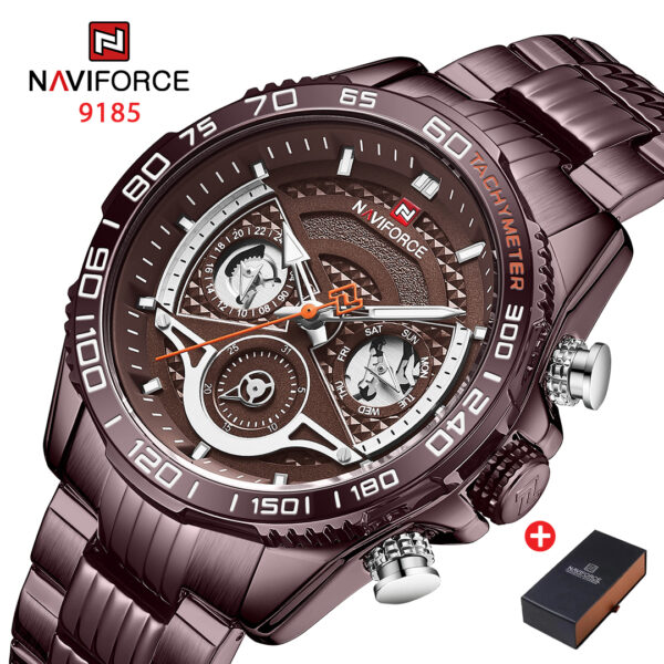 NAVIFORCE NF 9185 Men's Watch Stainless Steel - Coffee