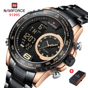 NAVIFORCE NF 9199S Double Display Men's watch Stainless Steel - Rose Gold Black