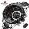 NAVIFORCE NF 9199S Double Display Men's watch Stainless Steel - Silver Black