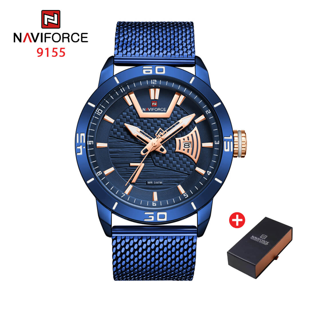 NAVIFORCE NF 9155M  Men's Casual Mesh Strap Analog Watch - Blue