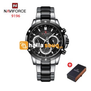 NAVIFORCE NF 9196 Men's Casual Stainless Steel Wrist Watch - Silver Black