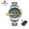 NAVIFORCE NF 9196 Men's Casual Stainless Steel Wrist Watch - Silver Green