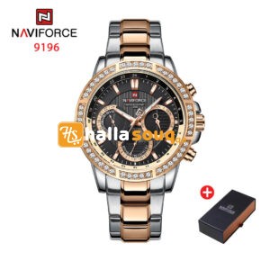 NAVIFORCE NF 9196 Men's Casual Stainless Steel Wrist Watch -  Rose Gold Black
