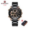 NAVIFORCE NF 9197 Men's Business Stainless Steel Analog Digital Watch - Rose Gold Black