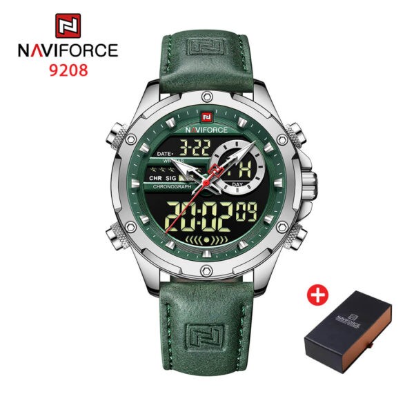 NAVIFORCE NF 9208 Men's Business Luxury Analog Digital Watch - Silver Green