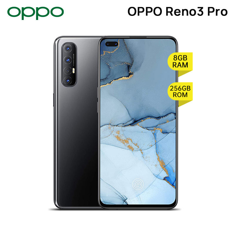Oppo Reno3 PRO 8GB RAM, 256GB Storage, 64MP+13MP+8MP+2MP Rear Camera, 44MP Front Camera, CPH2035 - Midnight Black