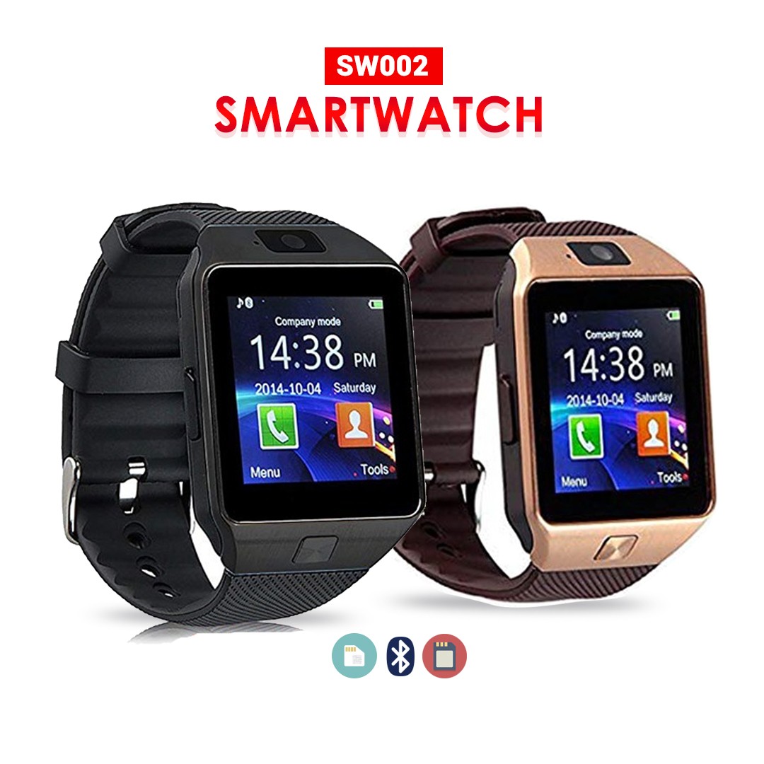Mobile Smartwatch SW 002 With Memory, Sim Card Slot USB & Bluetooth - 2 Pcs