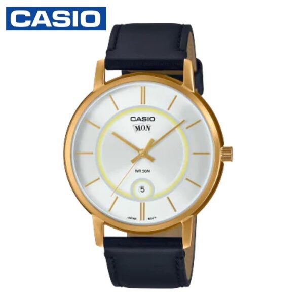 Casio MTP-B120GL-7AVDF Men's Analog Leather Strap Watch - Black