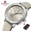 NAVIFORCE NF 5020 Women's Classic Leather Strap watch - Silver Gray