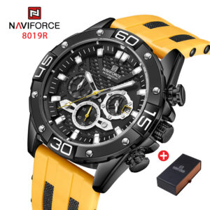 NAVIFORCE NF 8019R Men's Sports Resin Strap Watch - Black Yellow