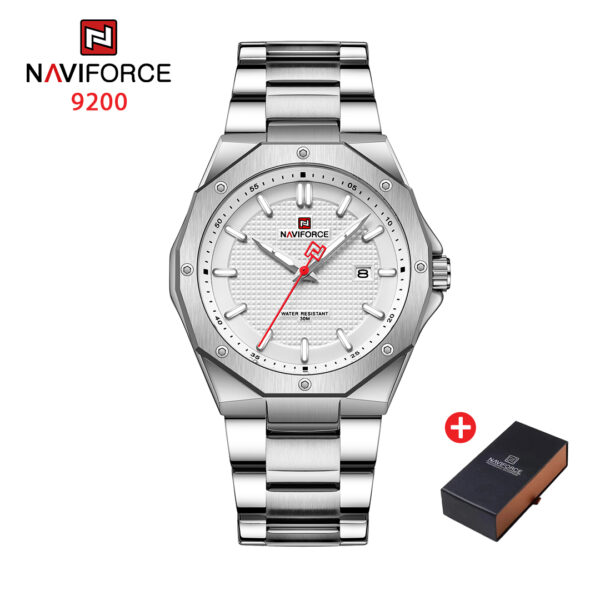NAVIFORCE NF 9200  Men's Stainless Steel  Analog Watch - Silver White