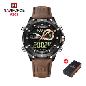 NAVIFORCE NF 9208 Men's Business Luxury Analog Digital Watch - Brown Black