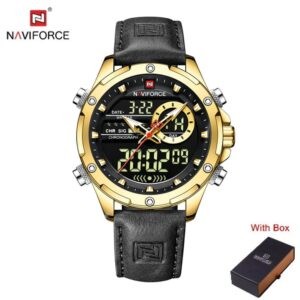 NAVIFORCE NF 9208 Men's Business Luxury Analog Digital Watch - Gold Black