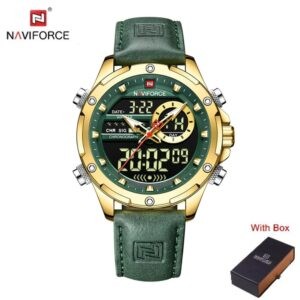 NAVIFORCE NF 9208 Men's Business Luxury Analog Digital Watch - Gold Green