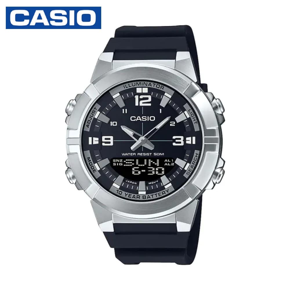 Casio AMW-870-1AVDF Youth Series Men's Analog Digital World Time Resin Strap Watch - Black