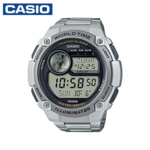 Casio CPA-100D-1AVDF Mens Stainless Steel Prayer Compass Watch - Silver