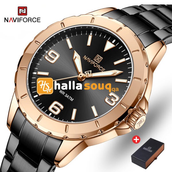 NAVIFORCE NF 5022 Ladies Luxury Watch Stainless Steel - Rose gold Black