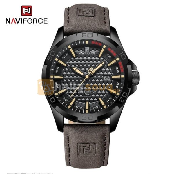 NAVIFORCE NF 8023 Men’s Leather Watch - Black Dark Brown