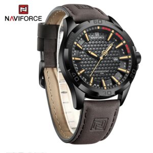 NAVIFORCE NF 8023 Men’s Leather Watch - Black Dark Brown