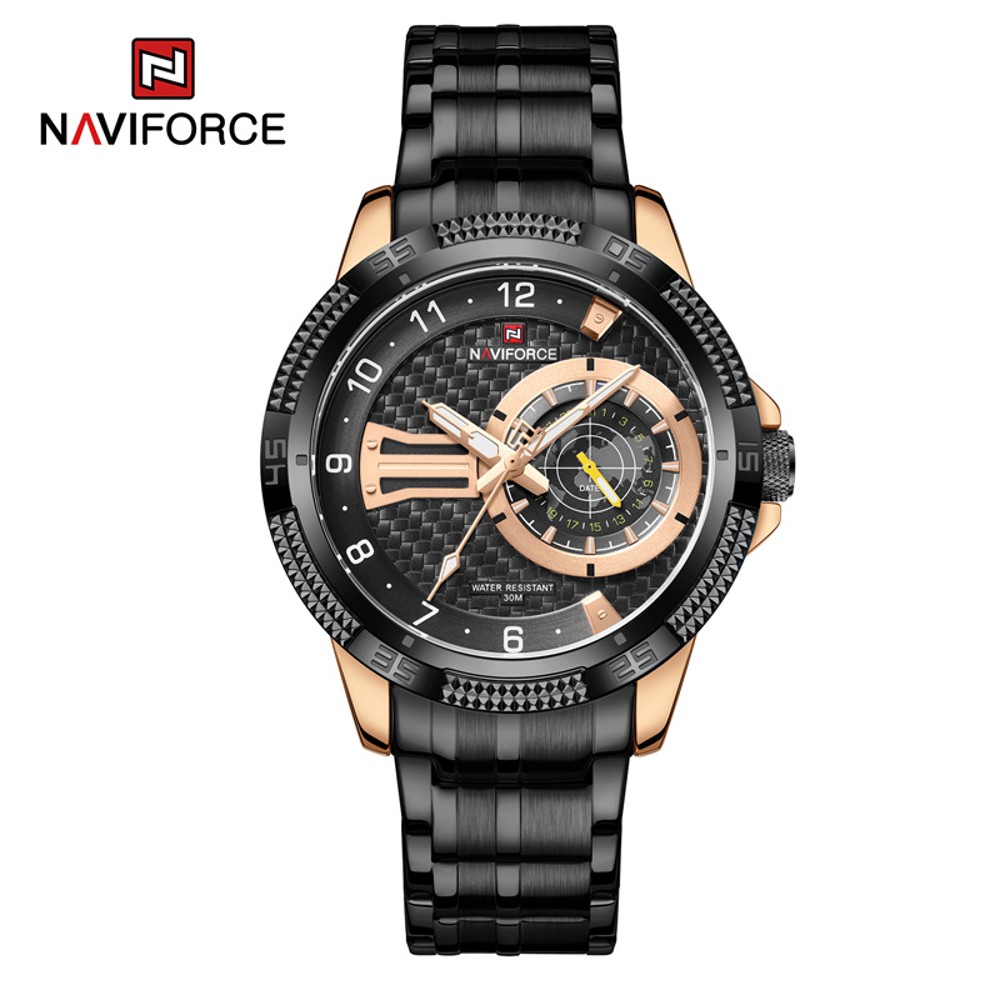 NAVIFORCE NF 9206 Men's Business Luxury Watch Stainless Steel - Rose Gold Black