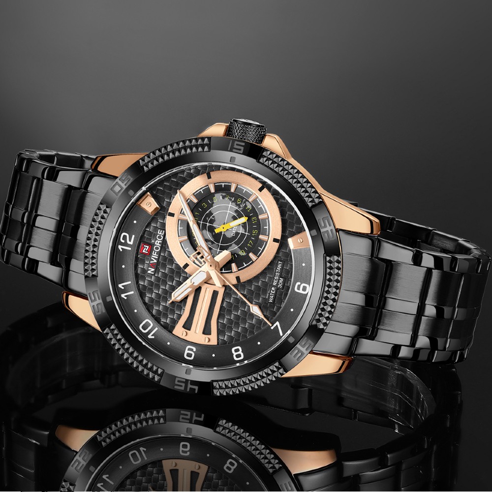 NAVIFORCE NF 9206 Men's Business Luxury Watch Stainless Steel - Rose Gold Black