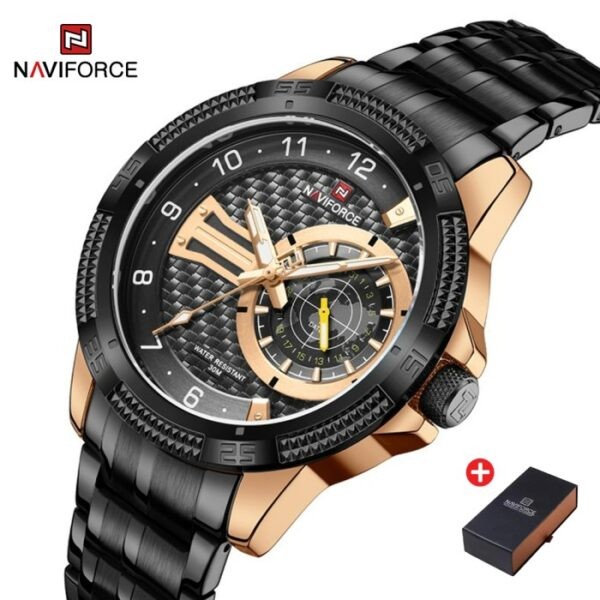 NAVIFORCE NF 9206 Men's Business Luxury Watch Stainless Steel - Rose Gold Black