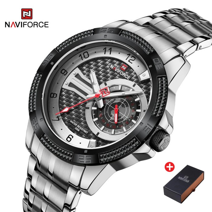 NAVIFORCE NF 9206 Men's Business Luxury Watch Stainless Steel - Silver Black