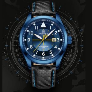 NAVIFORCE NF 8022 Men’s Leather Watch - Blue Blue