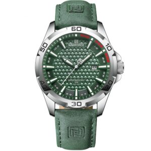 NAVIFORCE NF 8023 Men’s Leather Watch - Silver Green