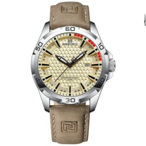 NAVIFORCE NF 8023 Men’s Leather Watch - Silver Light Brown