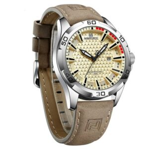 NAVIFORCE NF 8023 Men’s Leather Watch - Silver Light Brown