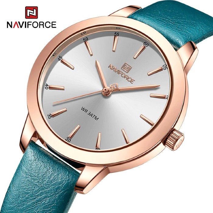 NAVIFORCE NF 5024 Women's Classic Leather Strap watch - Green White