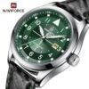 NAVIFORCE NF 8022 Men’s Leather Watch - Silver Green
