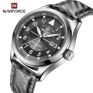 NAVIFORCE NF 8022 Men’s Leather Watch - Silver Grey