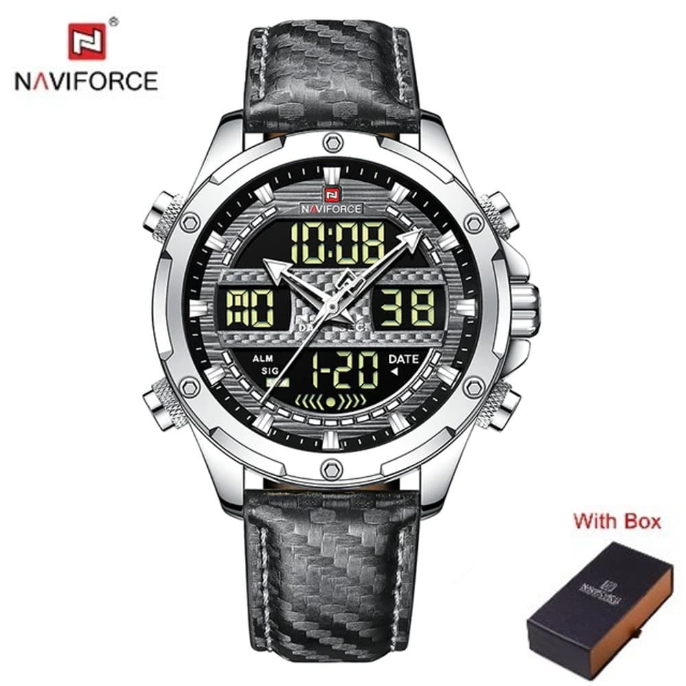 NAVIFORCE NF 9194L Men's Casual Military Luminous Hand Watch - Silver Gray