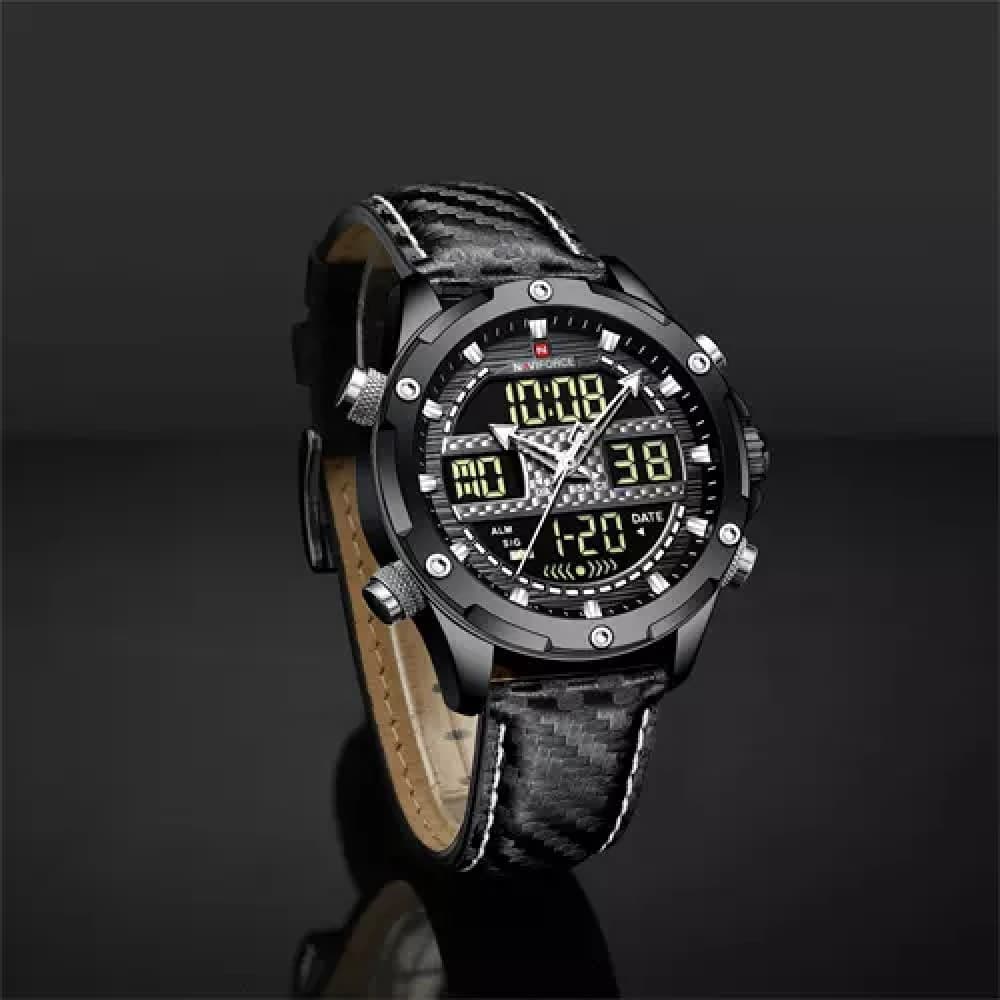 NAVIFORCE NF 9194L Men's Casual Military Luminous Hand Watch - Black White