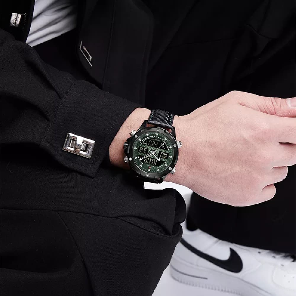 NAVIFORCE NF 9194L Men's Casual Military Luminous Hand Watch - Green Black