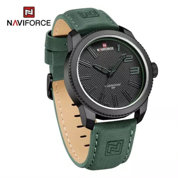 NAVIFORCE NF 9202L Men's Casual Leather Luminous Hand Watch - Green Black