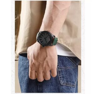 NAVIFORCE NF 9202L Men's Casual Leather Luminous Hand Watch - Green Black