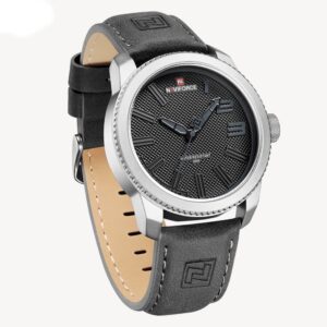 NAVIFORCE NF 9202L Men's Casual Leather Luminous Hand Watch - Silver Gray