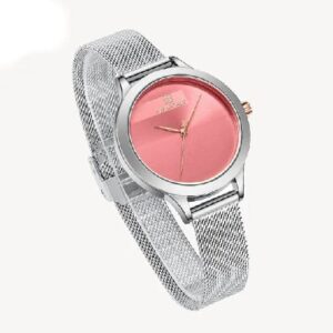 Naviforce NF 5027 Womens Luxury Stainless Steel Mesh Strap Watch - Silver Pink
