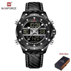 NAVIFORCE NF 9194L Men's Casual Military Luminous Hand Watch - Black White